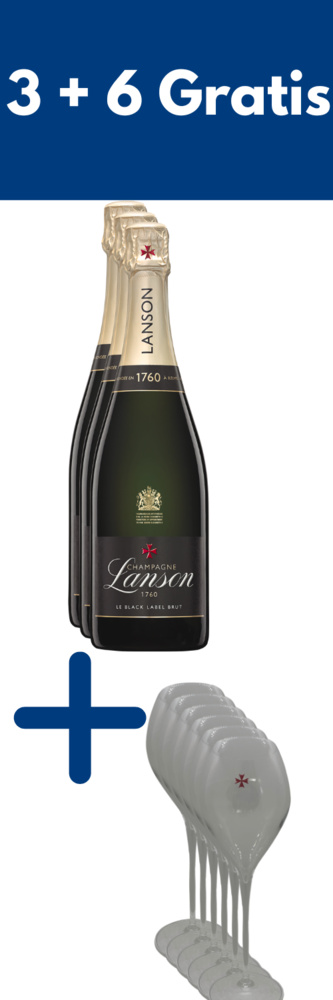 Lanson Black Label Brut Champagne 3+6 Gläser Liter