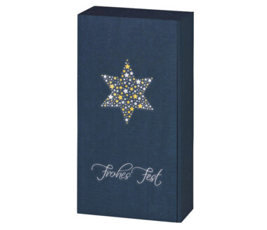 Weihnachtsverpackung 2er Präsentkarton Stern blau für 2 Flaschen