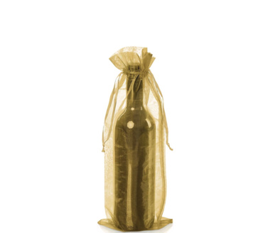 Flaschenbeutel Organza gold mit Zugband ohne Inhalt
