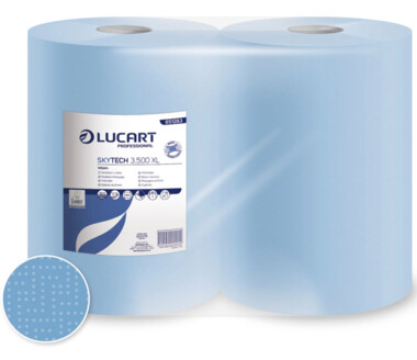 2 Rollen, Putztuchrollen, blau Lucart 36x36cm, 3-lagig 3500XL