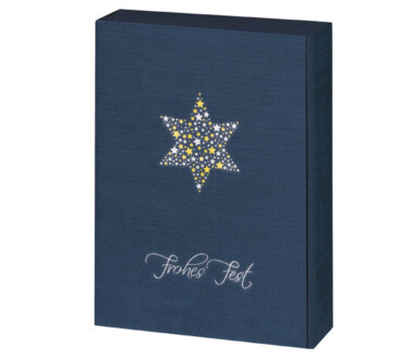 Weihnachtsverpackung 3er Präsentkarton Stern blau