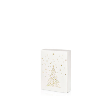 Weihnachtsverpackung 3er Präsentkarton weiß/gold Sternenbaum