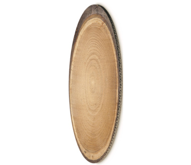 Dekoplatte Baumscheibe natur oval 200x150x4 mm Holzoptik aus Wellpappe mit Offsetdruck