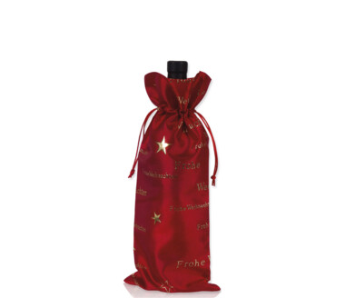 Flaschenbeutel mit Foliendruck rot,gold "Frohe Weihnachten"