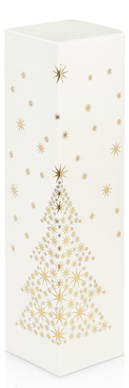 Weihnachtsverpackung 1er Präsentkarton weiß/gold Sternenbaum