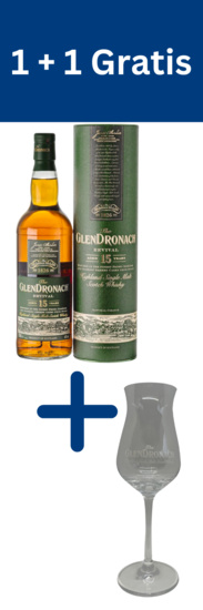 GlenDronach 15 Years Revival Single Malt Scotch Whisky + Gratis Glas