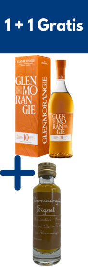 Glenmorangie Original 10 Years Single Highland Malt Scotch Whisky + 0,02L Miniatur Glenmorangie Signet