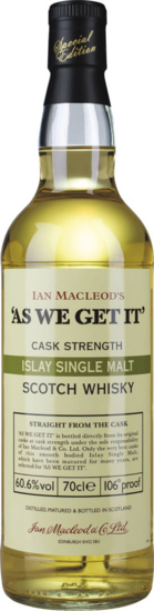 As We Get It! Islay SingleMalt Scotch Whisky Cask Strength Bourbon Casks