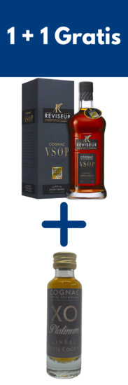 Cognac Reviseur VSOP Single Estate Cognac Cru Petite Champagne + Gratis XO Miniatur