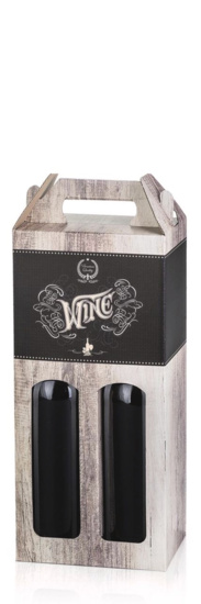 Geschenkverpackung 2er Tragekarton Wine Wood für 2 Flaschen