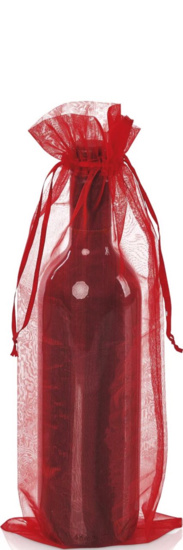 Flaschenbeutel Organza rot mit Zugband ohne Inhalt