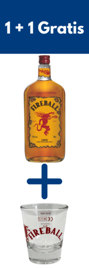 Fireball Liqueur Blended with Cinnamon & Whisky + ein Fireball Shotglas Gratis