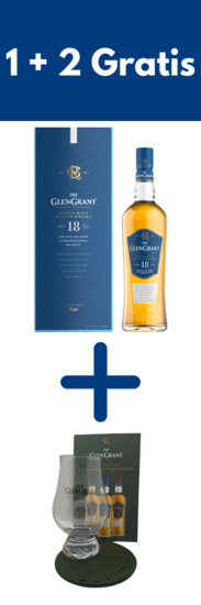 Glen Grant 18 Years Old Single Malt Scotch Whiskey + Glas und Untersetzer