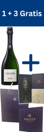 Lallier Serie R.020 Brut Champagner als Geschenk verpackt mit einem Gratis Riedel Champagner Glas, eine Geschenktüte & ein Informationsheft