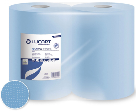 2 Rollen, Putztuchrollen, blau Lucart 36x36cm, 3-lagig 3500XL