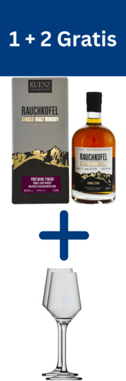Kuenz Rauchkofel Single Cask Portwine Finish Kocher Exklusivabfüllung + 2 Whisky Gläser Gratis
