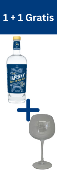 Ha Penny Dublin Dry Gin + ein Ha Penny Gin Glas Gratis