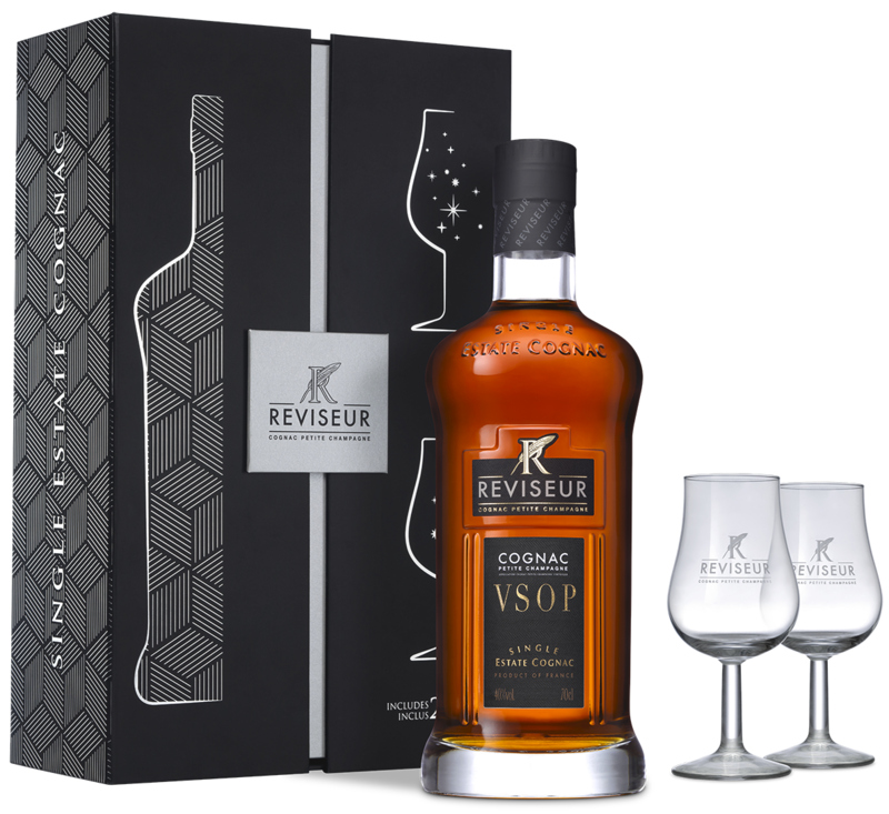 Cognac Reviseur VSOP+2 Gläser Single Estate Cognac