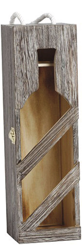 Holzbox Flaschenbox Holz eckig, braun 35x11x10cm