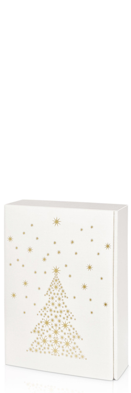 Weihnachtsverpackung 3er Präsentkarton weiß/gold Sternenbaum