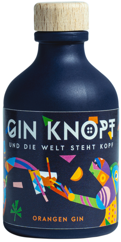 Gin Knopf BIO-Orange Miniatur Und die Welt steht Kopf