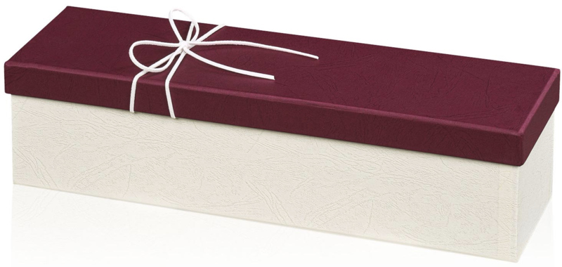 Weihnachtsverpackung 1er Präsentschatulle Bordeaux/Weiß mit Schleife